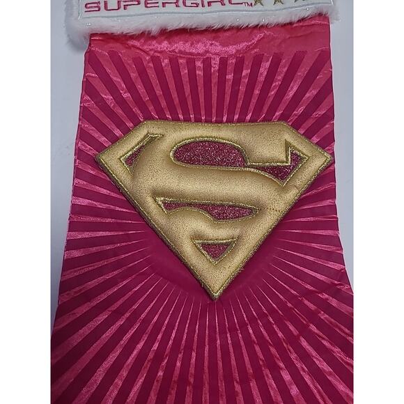 Supergirl Christmas Stocking NEW by Kurt S Adler 18" Hot Pink "S" Logo DC Comics - Picture 2 of 11